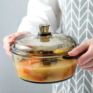1L Transparent Glass Mixing Bowl Household Tableware Student Instant Noodle Soup Bowl Dessert Fruit Bowl With Lid Handle