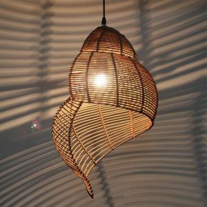Rattan Woven Chandelier Handmade Bamboo Ceiling Lamp Decoration Pendant Lights Dining Table Light for the Kitchen Living Room