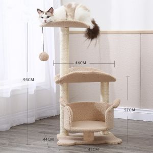                                                                                                          Home Landing Pets products Cats Climbing Tree Sisal Funny Scratching Post Climbing Tree Toys with Feeding Bowl Cat Condos with Sisal Poles Hammock Cat Toys