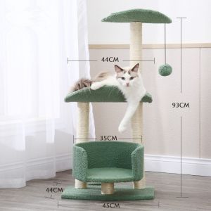                                                                                                          Home Landing Pets products Cats Climbing Tree Sisal Funny Scratching Post Climbing Tree Toys with Feeding Bowl Cat Condos with Sisal Poles Hammock Cat Toys