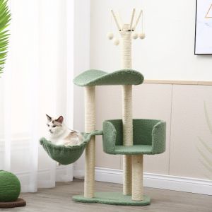                                                                                                          Home Landing Pets products Cats Climbing Tree Sisal Funny Scratching Post Climbing Tree Toys with Feeding Bowl Cat Condos with Sisal Poles Hammock Cat Toys