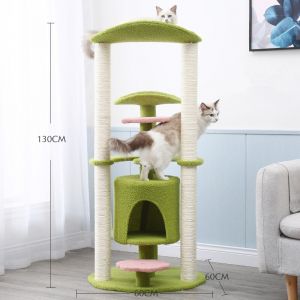                                                                                                          Home Landing Pets products Cats Climbing Tree Sisal Funny Scratching Post Climbing Tree Toys with Feeding Bowl Cat Condos with Sisal Poles Hammock Cat Toys