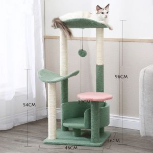                                                                                                          Home Landing Pets products Cats Climbing Tree Sisal Funny Scratching Post Climbing Tree Toys with Feeding Bowl Cat Condos with Sisal Poles Hammock Cat Toys