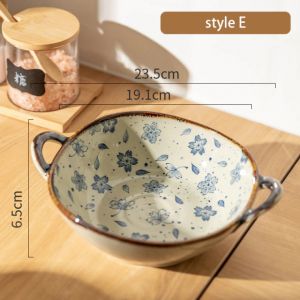                                                                                                          Home Landing Pots & Plates 7.5inch Japanese Household Noodle Bowl Ceramic Soup Bowl With Handle Salad Pasta Bowl Kitchen Tableware Microwave Oven Bakware