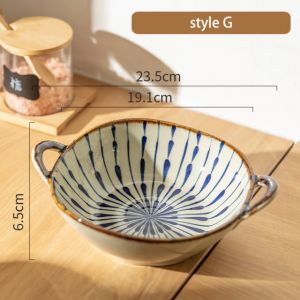                                                                                                          Home Landing Pots & Plates 7.5inch Japanese Household Noodle Bowl Ceramic Soup Bowl With Handle Salad Pasta Bowl Kitchen Tableware Microwave Oven Bakware