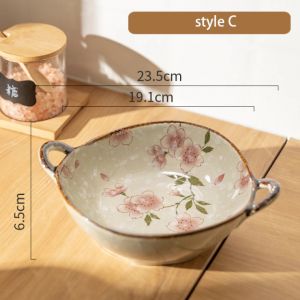                                                                                                          Home Landing Pots & Plates 7.5inch Japanese Household Noodle Bowl Ceramic Soup Bowl With Handle Salad Pasta Bowl Kitchen Tableware Microwave Oven Bakware