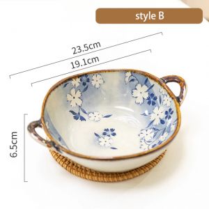                                                                                                          Home Landing Pots & Plates 7.5inch Japanese Household Noodle Bowl Ceramic Soup Bowl With Handle Salad Pasta Bowl Kitchen Tableware Microwave Oven Bakware