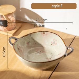                                                                                                          Home Landing Pots & Plates 7.5inch Japanese Household Noodle Bowl Ceramic Soup Bowl With Handle Salad Pasta Bowl Kitchen Tableware Microwave Oven Bakware