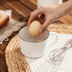                                                                                                          Home Landing Kitchen products 500/1000ml Enamel Baking Measuring Cup Heat Resistant Milk Jug Scale Cup Kitchen Cooking Gas Induction Cooker Oven Safe