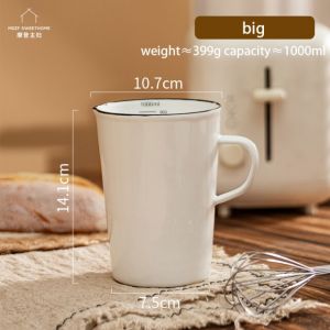                                                                                                          Home Landing Kitchen products 500/1000ml Enamel Baking Measuring Cup Heat Resistant Milk Jug Scale Cup Kitchen Cooking Gas Induction Cooker Oven Safe