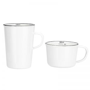                                                                                                          Home Landing Kitchen products 500/1000ml Enamel Baking Measuring Cup Heat Resistant Milk Jug Scale Cup Kitchen Cooking Gas Induction Cooker Oven Safe