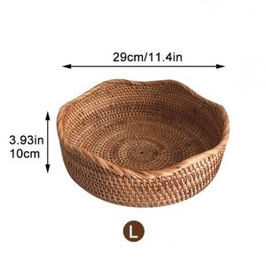                                                                                                          Home Landing Kitchen products Hand-woven Storage Basket Rattan Storage Tray Wicker Basket Bread Fruit Food Breakfast Picnic Basket Kitchen Storage Basket
