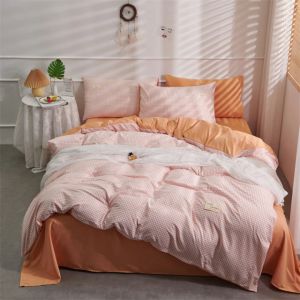                                                                                                          Home Landing Bedding, Sheets & Pillows 100% Cotton Green Plaid Duvet Cover 220x240 Fitted Sheet 4pcs Bedding Set Soft Quilt Cover Bedsheet Bedclothes Queen King Size