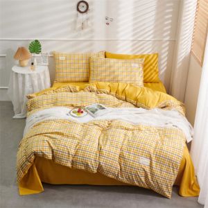                                                                                                         Home Landing Bedding, Sheets & Pillows 100% Cotton Green Plaid Duvet Cover 220x240 Fitted Sheet 4pcs Bedding Set Soft Quilt Cover Bedsheet Bedclothes Queen King Size