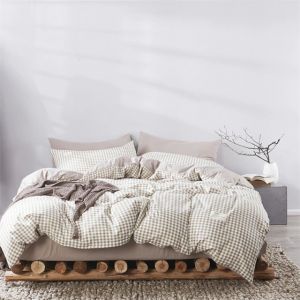                                                                                                          Home Landing Bedding, Sheets & Pillows 100% Cotton Green Plaid Duvet Cover 220x240 Fitted Sheet 4pcs Bedding Set Soft Quilt Cover Bedsheet Bedclothes Queen King Size