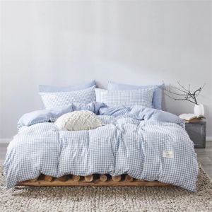                                                                                                          Home Landing Bedding, Sheets & Pillows 100% Cotton Green Plaid Duvet Cover 220x240 Fitted Sheet 4pcs Bedding Set Soft Quilt Cover Bedsheet Bedclothes Queen King Size