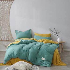                                                                                                          Home Landing Bedding, Sheets & Pillows 100% Cotton Green Plaid Duvet Cover 220x240 Fitted Sheet 4pcs Bedding Set Soft Quilt Cover Bedsheet Bedclothes Queen King Size
