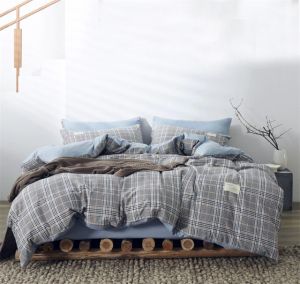                                                                                                          Home Landing Bedding, Sheets & Pillows 100% Cotton Green Plaid Duvet Cover 220x240 Fitted Sheet 4pcs Bedding Set Soft Quilt Cover Bedsheet Bedclothes Queen King Size