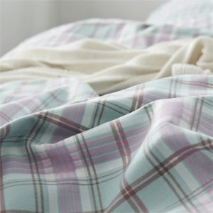                                                                                                          Home Landing Bedding, Sheets & Pillows 100% Cotton Green Plaid Duvet Cover 220x240 Fitted Sheet 4pcs Bedding Set Soft Quilt Cover Bedsheet Bedclothes Queen King Size