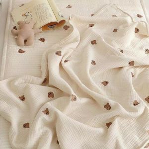                                                                                                          Home Landing Bedding, Sheets & Pillows MILANCEL Ins Hot Newborn Baby Blanket Korean Bear Embroidery Kids Sleeping Blanket Cotton Bedding Accessories