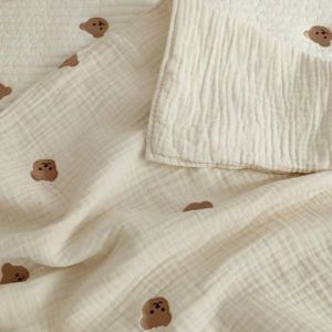                                                                                                          Home Landing Bedding, Sheets & Pillows MILANCEL Ins Hot Newborn Baby Blanket Korean Bear Embroidery Kids Sleeping Blanket Cotton Bedding Accessories