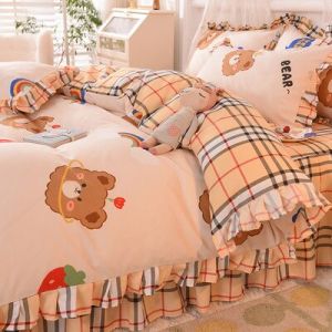                                                                                                          Home Landing Bedding, Sheets & Pillows Ins Sweet Heart Bedding Set Cute Girls Lace Princess Bed Sheet Skirt Ruffle Bed Skirt Full Queen King Size 4 Piece Set for Women