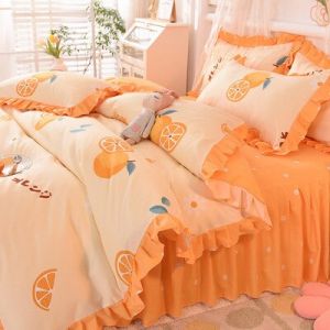                                                                                                          Home Landing Bedding, Sheets & Pillows Ins Sweet Heart Bedding Set Cute Girls Lace Princess Bed Sheet Skirt Ruffle Bed Skirt Full Queen King Size 4 Piece Set for Women