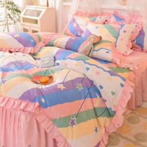                                                                                                          Home Landing Bedding, Sheets & Pillows Ins Sweet Heart Bedding Set Cute Girls Lace Princess Bed Sheet Skirt Ruffle Bed Skirt Full Queen King Size 4 Piece Set for Women