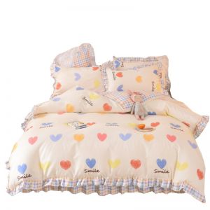                                                                                                          Home Landing Bedding, Sheets & Pillows Ins Sweet Heart Bedding Set Cute Girls Lace Princess Bed Sheet Skirt Ruffle Bed Skirt Full Queen King Size 4 Piece Set for Women