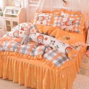                                                                                                          Home Landing Bedding, Sheets & Pillows Ins Sweet Heart Bedding Set Cute Girls Lace Princess Bed Sheet Skirt Ruffle Bed Skirt Full Queen King Size 4 Piece Set for Women