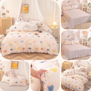                                                                                                          Home Landing Bedding, Sheets & Pillows Ins Sweet Heart Bedding Set Cute Girls Lace Princess Bed Sheet Skirt Ruffle Bed Skirt Full Queen King Size 4 Piece Set for Women
