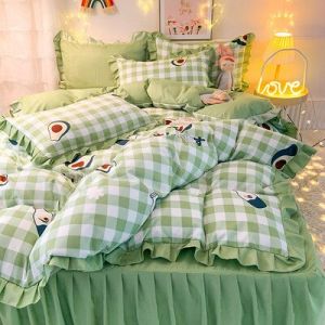                                                                                                          Home Landing Bedding, Sheets & Pillows Ins Sweet Heart Bedding Set Cute Girls Lace Princess Bed Sheet Skirt Ruffle Bed Skirt Full Queen King Size 4 Piece Set for Women