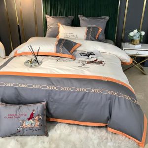 Luxury 100% Egyptian Cotton Royal Bedding Set Europe Chic Embroidery Duvet Cover Bed Sheet Set Queen King Quilt Cover PillowCase