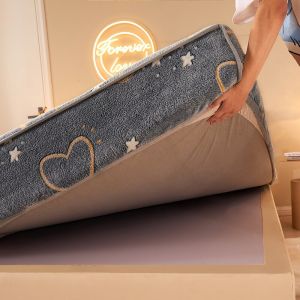                                                                                                          Home Landing Bedding, Sheets & Pillows Sheets Winter Warm Plush Fitted Sheet Cozy Soft Embossed Bed Sheet Queen Size Bed Sheet Cute Bed Sheets Bedspread Mattress Cover