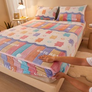                                                                                                          Home Landing Bedding, Sheets & Pillows Sheets Winter Warm Plush Fitted Sheet Cozy Soft Embossed Bed Sheet Queen Size Bed Sheet Cute Bed Sheets Bedspread Mattress Cover