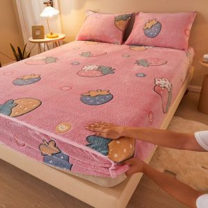                                                                                                          Home Landing Bedding, Sheets & Pillows Sheets Winter Warm Plush Fitted Sheet Cozy Soft Embossed Bed Sheet Queen Size Bed Sheet Cute Bed Sheets Bedspread Mattress Cover