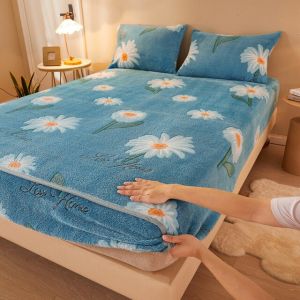                                                                                                          Home Landing Bedding, Sheets & Pillows Sheets Winter Warm Plush Fitted Sheet Cozy Soft Embossed Bed Sheet Queen Size Bed Sheet Cute Bed Sheets Bedspread Mattress Cover