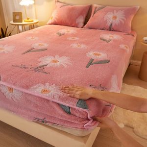                                                                                                          Home Landing Bedding, Sheets & Pillows Sheets Winter Warm Plush Fitted Sheet Cozy Soft Embossed Bed Sheet Queen Size Bed Sheet Cute Bed Sheets Bedspread Mattress Cover