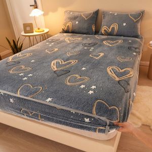                                                                                                          Home Landing Bedding, Sheets & Pillows Sheets Winter Warm Plush Fitted Sheet Cozy Soft Embossed Bed Sheet Queen Size Bed Sheet Cute Bed Sheets Bedspread Mattress Cover