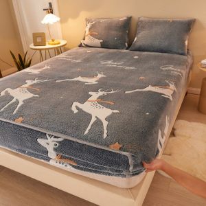                                                                                                          Home Landing Bedding, Sheets & Pillows Sheets Winter Warm Plush Fitted Sheet Cozy Soft Embossed Bed Sheet Queen Size Bed Sheet Cute Bed Sheets Bedspread Mattress Cover