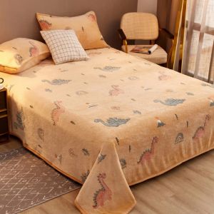                                                                                                          Home Landing Bedding, Sheets & Pillows Velvet Bed Sheet Cartoon Bear Thickened Winter Warm Blanket Version Bed Cover Queen King Bedspread Home Decor Coverlid 1.8/2m