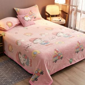                                                                                                          Home Landing Bedding, Sheets & Pillows Velvet Bed Sheet Cartoon Bear Thickened Winter Warm Blanket Version Bed Cover Queen King Bedspread Home Decor Coverlid 1.8/2m