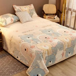 Velvet Bed Sheet Cartoon Bear Thickened Winter Warm Blanket Version Bed Cover Queen King Bedspread Home Decor Coverlid 1.8/2m