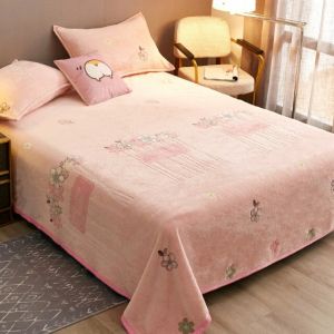                                                                                                          Home Landing Bedding, Sheets & Pillows Velvet Bed Sheet Cartoon Bear Thickened Winter Warm Blanket Version Bed Cover Queen King Bedspread Home Decor Coverlid 1.8/2m