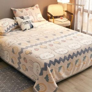                                                                                                          Home Landing Bedding, Sheets & Pillows Velvet Bed Sheet Cartoon Bear Thickened Winter Warm Blanket Version Bed Cover Queen King Bedspread Home Decor Coverlid 1.8/2m
