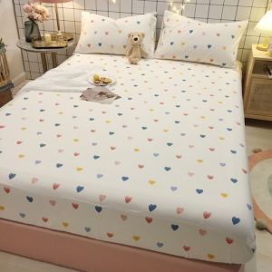                                                                                                          Home Landing Bedding, Sheets & Pillows Modern Fitted Bed Sheet Soft 100% Cotton Cute Bed Sheets Elastic Band Mattress Cover Full Queen King Size Bed Sheet with Cover
