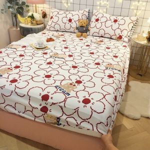                                                                                                          Home Landing Bedding, Sheets & Pillows Modern Fitted Bed Sheet Soft 100% Cotton Cute Bed Sheets Elastic Band Mattress Cover Full Queen King Size Bed Sheet with Cover