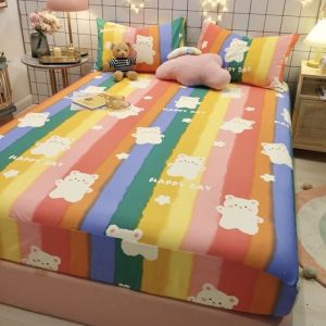                                                                                                          Home Landing Bedding, Sheets & Pillows Modern Fitted Bed Sheet Soft 100% Cotton Cute Bed Sheets Elastic Band Mattress Cover Full Queen King Size Bed Sheet with Cover