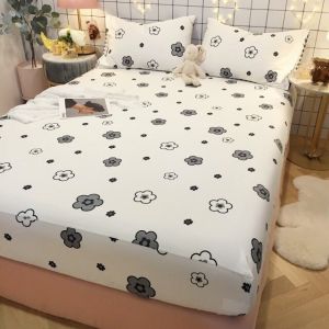                                                                                                          Home Landing Bedding, Sheets & Pillows Modern Fitted Bed Sheet Soft 100% Cotton Cute Bed Sheets Elastic Band Mattress Cover Full Queen King Size Bed Sheet with Cover