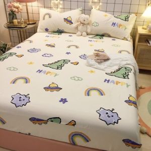                                                                                                          Home Landing Bedding, Sheets & Pillows Modern Fitted Bed Sheet Soft 100% Cotton Cute Bed Sheets Elastic Band Mattress Cover Full Queen King Size Bed Sheet with Cover